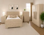 Double Bed Furniture Set - Four Door Wardrobe With Four Drawers - Chest of Five Drawers With Two Bedside Tables