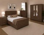 Contemporary Bedroom Set with Four Door Wardrobe With Four Drawer - Chest of Five Drawers With Two Bed Side Table - Image 2