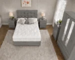 Luxury Grey Double Bed Furniture Set – Four Door Wardrobe with Four Bottom Drawers – Chest of Five Drawers with Two Bedside Tables - Image 3