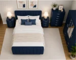 Double Bed Storage Furniture Set - 4 Door Mirror Wardrobe - Five Drawer Chest - Matching Bedside Tables - Image 3