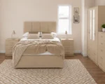 Luxury Double Bed Furniture Set – Four Door Wardrobe with Four Bottom Drawers – Chest of Five Drawers with Two Bedside Tables