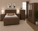 Contemporary Bedroom Set with Four Door Wardrobe With Four Drawer - Chest of Five Drawers With Two Bed Side Table - Image 3
