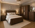 Luxury Double Bed Set With Four Door Wardrobe With Four Drawer - Chest of Five Drawers With Two Bed Side Table - Image 4