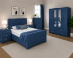 Double Bed Bedroom Set - with Four Door Wardrobe With Four Drawer - Chest of Five Drawers With Two Bed Side Table - Image 3