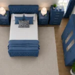 Double Bed Bedroom Set - with Four Door Wardrobe With Four Drawer - Chest of Five Drawers With Two Bed Side Table