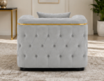 Silver Grey Chesterfield One Seater Sofa - Subtle Luxury, Timeless Style - Image 3