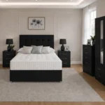Complete  Bedroom Furniture Package – Four Door Wardrobe with Four Bottom Drawers – Double Bed, Chest & Bedside Tables
