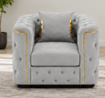 Silver Grey Chesterfield One Seater Sofa - Subtle Luxury, Timeless Style