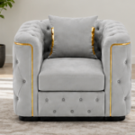 Silver Grey Chesterfield One Seater Sofa - Subtle Luxury, Timeless Style