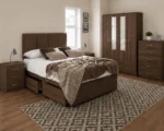 Luxury Double Bed Furniture Set - Four Door Mirrored Wardrobe - Chest of Five Drawers With Two Bedside Tables - Image 2