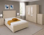 Modern Bedroom Furniture Set – Double Bed with 6 Door Wardrobe, Two Full Length Mirrors, Four Bottom Drawers & Two Bed Side Tables - Image 3