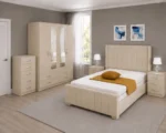Modern Bedroom Furniture Set – Double Bed with 6 Door Wardrobe, Two Full Length Mirrors, Four Bottom Drawers & Two Bed Side Tables - Image 5