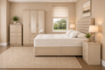 Modern Bedroom Furniture Set - King Size Bed - 3 Door Wardrobe With 2 Mirrors And 2 Bottom Drawers - Five Drawer Chest - Two Bedside Tables - Image 4