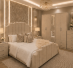 Modern Master Bedroom Furniture Set with 5 Door Wardrobe & Side Tables & Chest - Image 3