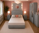 Modern Full Bedroom Set with 2 Door Wardrobe, Chest of Drawers & 2 Side Tables - Image 2