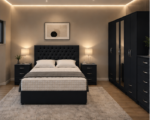 Luxury Bedroom Suite - King Size Bed - 6 Door Full Mirror Wardrobe - Five Drawer Chest - Two Bedside Units - Image 3