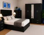 Luxury Bedroom Essentials – Double Bed, 5 Door Wardrobe with Full Mirror, Chest of Five Drawers & Two Bed Side Tables - Image 2