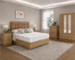 Premium Oak Bedroom Set with Chest of Drawers & Side Tables, Wardrobe - Image 4