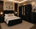 Complete Bedroom Collection With Double Bed - Six Door Wardrobe With Four Drawer - Chest of Five Drawers With Two Bed Side Table