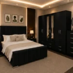 Complete Bedroom Collection With Double Bed - Six Door Wardrobe With Four Drawer - Chest of Five Drawers With Two Bed Side Table