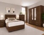 Modern Storage Bedroom Suite - Double Bed - 4 Door Wardrobe With Full Mirrors And Four Drawers - Bedside Table Pair - Image 3