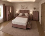 Double Bed Master Bedroom Set - 3 Door Wardrobe With Two Mirrors And Two Bottom Drawers - Chest of Five Drawers - Image 2