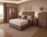 Double Bed Master Bedroom Set - 3 Door Wardrobe With Two Mirrors And Two Bottom Drawers - Chest of Five Drawers - Image 3