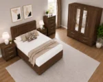 Modern Storage Bedroom Suite - Double Bed - 4 Door Wardrobe With Full Mirrors And Four Drawers - Bedside Table Pair - Image 4
