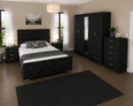 Modern Bedroom Furniture Set - Double Bed - 5 Door Full Length Mirror Wardrobe With 4 Drawers - Five Drawer Chest - Two Bedside Tables - Image 3