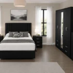 Luxury Bedroom Package – Double Bed with Five Door Mirror Wardrobe, 4 Bottom Drawers, Five Drawer Chest & Bed Side Tables