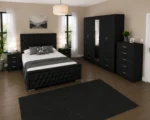 Modern Bedroom Furniture Set - Double Bed - 5 Door Full Length Mirror Wardrobe With 4 Drawers - Five Drawer Chest - Two Bedside Tables - Image 5
