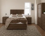 Luxury Double Bed Furniture Set - Four Door Mirrored Wardrobe - Chest of Five Drawers With Two Bedside Tables