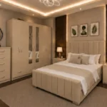 Complete Double Bed Furniture Package - Six Door Wardrobe With Four Drawer - Chest of Five Drawers With Two Bed Side Table