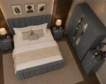 Premium Double Bed Bedroom Set - Six Door Wardrobe With Four Drawer - Chest of Five Drawers With Two Bed Side Table