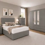 Premium Double Bedroom Furniture - Four Door Mirror Wardrobe With Four Storage Drawers - Chest of Five Drawers - Two Bedside Tables
