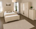 Luxury Double Bed Suite - Five Door Mirror Wardrobe With Four Bottom Drawers - Chest of Five Drawers - Two Bedside Tables - Image 3