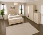 Luxury Double Bed Suite - Five Door Mirror Wardrobe With Four Bottom Drawers - Chest of Five Drawers - Two Bedside Tables - Image 4