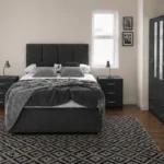 Master Bedroom Double Bed Set - Four Door Wardrobe With Two Mirror Doors - Chest of Five Drawers With Two Bedside Tables