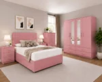 Elegant Bedroom Furniture Package - 4 Door Mirror Wardrobe With Four Drawers - Double Bed - Two Bedside Tables - Image 4
