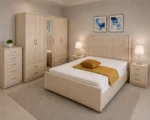 Premium Bedroom Set with Four Door Wardrobe With Four Drawer - Chest of Five Drawers With Two Bed Side Table - Image 4