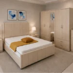 Premium Bedroom Set with Four Door Wardrobe With Four Drawer - Chest of Five Drawers With Two Bed Side Table