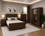 Complete Bedroom Collection With Double Bed - Six Door Wardrobe With Four Drawer - Chest of Five Drawers With Two Bed Side Table - Image 4