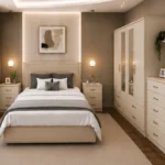 uxury Double Bed Furniture Set – Four Door Wardrobe with Four Bottom Drawers – Chest of Five Drawers with Two Bedside Tables