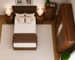 Modern Bedroom Storage Collection – Double Bed with Five Door Wardrobe, Full Length Mirror & Four Bottom Drawers - Image 2