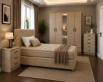 Modern Bedroom Furniture Set - Double Bed - 5 Door Wardrobe With Full Length Mirror And Four Bottom Drawers - Five Drawer Chest - Two Bedside Tables - Image 2