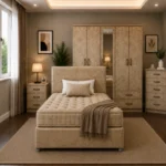 Modern Bedroom Furniture Set - Double Bed - 5 Door Wardrobe With Full Length Mirror And Four Bottom Drawers - Five Drawer Chest - Two Bedside Tables