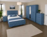 Elegant Bedroom Collection - Double Bed - Five Door Mirror Wardrobe With Four Drawers - Chest of Five Drawers - Two Bedside Tables - Image 3