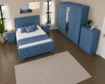 Elegant Bedroom Collection - Double Bed - Five Door Mirror Wardrobe With Four Drawers - Chest of Five Drawers - Two Bedside Tables - Image 4