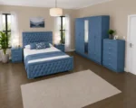 Elegant Bedroom Collection - Double Bed - Five Door Mirror Wardrobe With Four Drawers - Chest of Five Drawers - Two Bedside Tables - Image 5