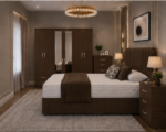 Contemporary King Size Bedroom Set with 6 Door Mirror Wardrobe and Storage Bed - Bedside Table - Chest of Drawers - Image 2